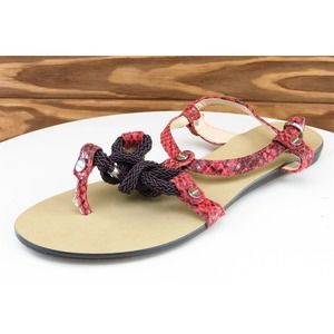 Calvin Klein Sz 6.5‎ M Red Gladiator Leather Women Sandals